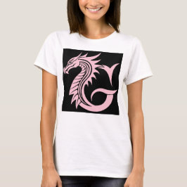 ドラゴンスタイルの文字G、ドラゴンアルファベット、モノグラム Tシャツ
