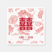 ドラゴンスタイルダブルハピネスシンボルホワイトスタイル スタンダードカクテルナプキン (正面)