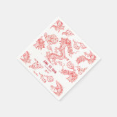 ドラゴンスタイルダブルハピネスシンボルホワイトスタイル スタンダードカクテルナプキン (角)