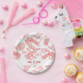 ドラゴンスタイルダブルハピネスシンボルホワイトスタイル ペーパープレート (パーティー)