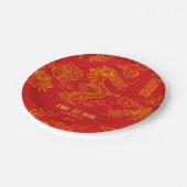 ドラゴンスタイルダブルハピネスシンボルレッド+ゴルスタイル ペーパープレート (アングル)