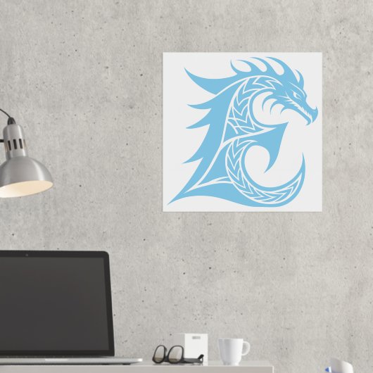 ドラゴンスタイル文字E，ドラゴンアルファベット，モノグラム 箔ポスター (インサイチュ (デスク2))