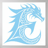 ドラゴンスタイル文字E，ドラゴンアルファベット，モノグラム 箔ポスター (正面)