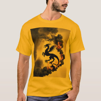 ドラゴンスモークシルエット金ゴールド/黄色Tシャツ Tシャツ