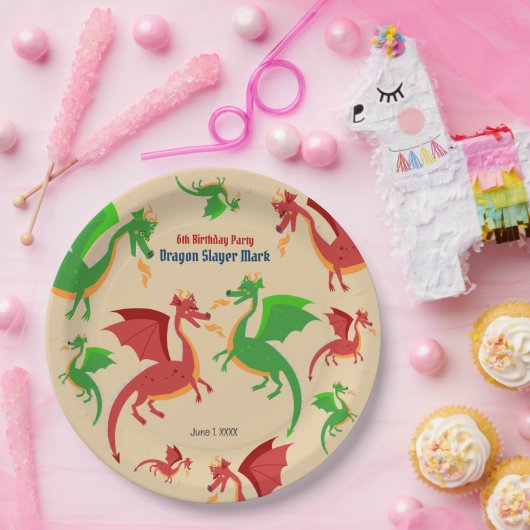 ドラゴンスレイヤナイトボーイバースデーパーティー ペーパープレート (パーティー)