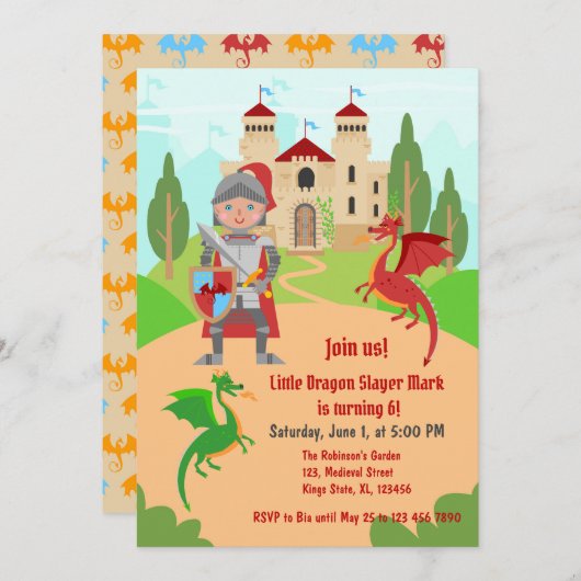 ドラゴンスレイヤナイトボーイバースデーパーティー 招待状 (正面/裏面)