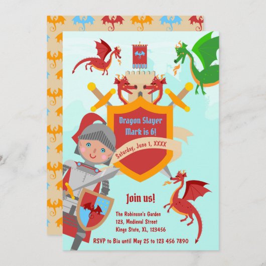 ドラゴンスレイヤナイトボーイバースデーパーティー 招待状 (正面/裏面)