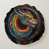 ドラゴンスワール数々のイン色モザイクデザイン ラウンドクッション (裏面)