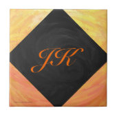 ドラゴンズアイオレンジとブラックモノグラム タイル (正面)