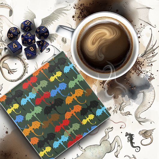 ドラゴンズグリーン飛行ファンタジー ガラスコースター