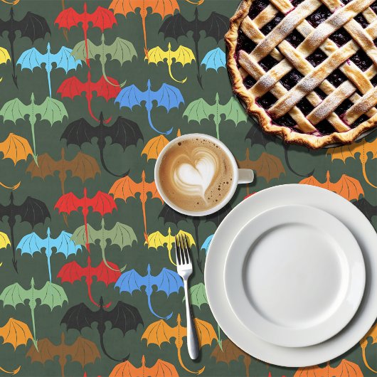 ドラゴンズグリーン飛行ファンタジー テーブルクロス