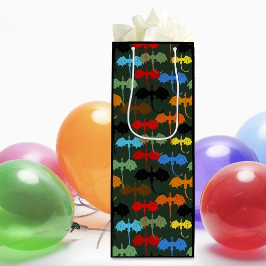 ドラゴンズグリーン飛行ファンタジー ワインギフトバッグ