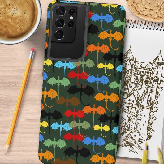 ドラゴンズグリーン飛行ファンタジー SAMSUNG GALAXYケース
