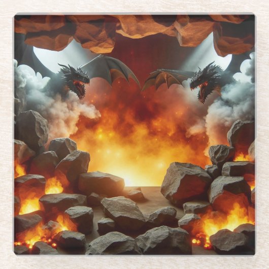ドラゴンズケーブアートガラスコースター ガラスコースター (正面)
