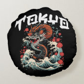 ドラゴンズダンス日本のレトロシースケープ ラウンドクッション (裏面)