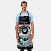 ドラゴンズフローラマウンテンピンクセージティール(緑がかった色) エプロン (着用した状態)