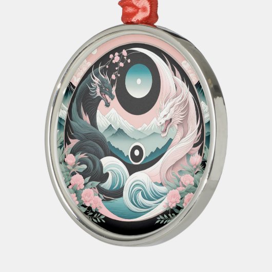 ドラゴンズフローラマウンテンピンクセージティール(緑がかった色) メタルオーナメント (左)