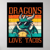 ドラゴンズラブタコスおもしろいメキシコ料理フィエスタメンズW ポスター (正面)
