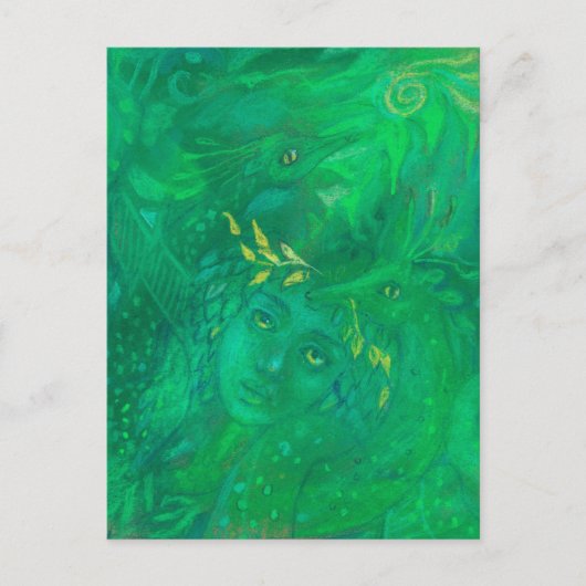 ドラゴンズ女神ファンタジーシュレアル絵画の母 ポストカード (正面)