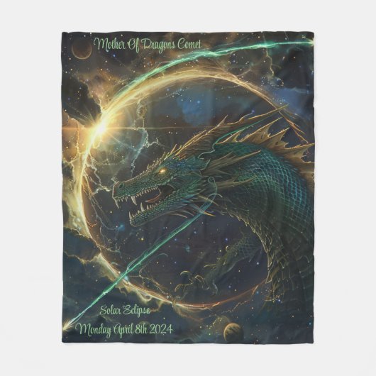 ドラゴンズ彗星と日食の母 フリースブランケット (正面)