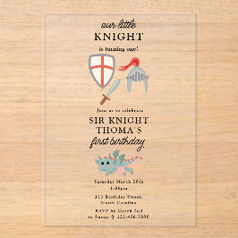 ドラゴンズ騎士童話中世キャッスル誕生日 アクリル招待状