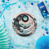 ドラゴンズ フローラル マウンテン ピンク セージ ティール ペーパープレート (パーティー)