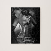 ドラゴンタトゥーウーマン白黒 ジグソーパズル (縦)