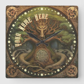 ドラゴンタトゥーセインスパイアルティックバイキングアート スクエア壁時計 (正面)