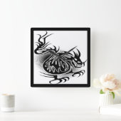 ドラゴンタトゥーデザイン スクエア壁時計 (ホーム)