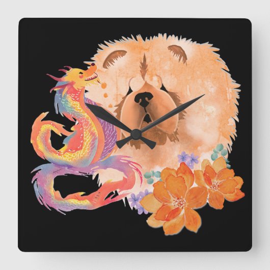 ドラゴンタレスチャウ辰年 スクエア壁時計 (正面)