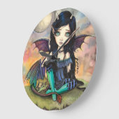 ドラゴンチャイルドカゲビッグアイフェアリーとドラゴン ラージ壁時計 (傾斜)