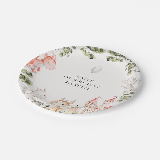 ドラゴンテーマバースデーパーティー ペーパープレート (アングル)