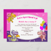 ドラゴンテーマフォーガールズ誕生日 招待状 (正面/裏面)