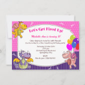 ドラゴンテーマフォーガールズ誕生日 招待状 (正面)