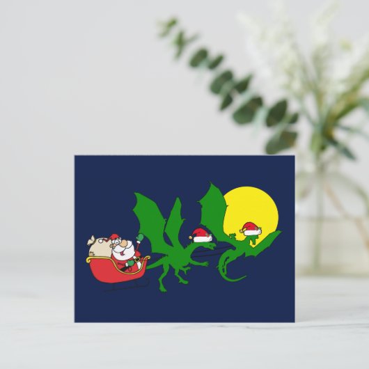 ドラゴントナデアサンタ飛んでいるスレイクリスマス シーズンポストカード (スタンド正面)