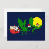 ドラゴントナデアサンタ飛んでいるスレイクリスマス シーズンポストカード (正面/裏面)