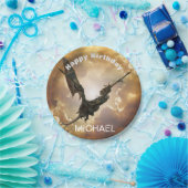 ドラゴンハッピーバースデー名モノグラムファンタジー ペーパープレート (パーティー)