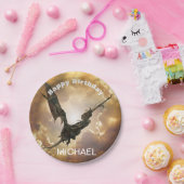 ドラゴンハッピーバースデー名モノグラムファンタジー ペーパープレート (パーティー)