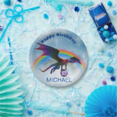 ドラゴンハッピーバースデー名レインボーファンタジーP ペーパープレート (パーティー)