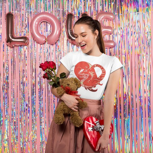 ドラゴンハートバレンタインライトカラーウィメンズ Tシャツ