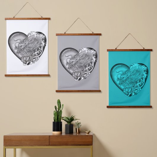 ドラゴンハート 吊り下げ型タペストリー (非対称)