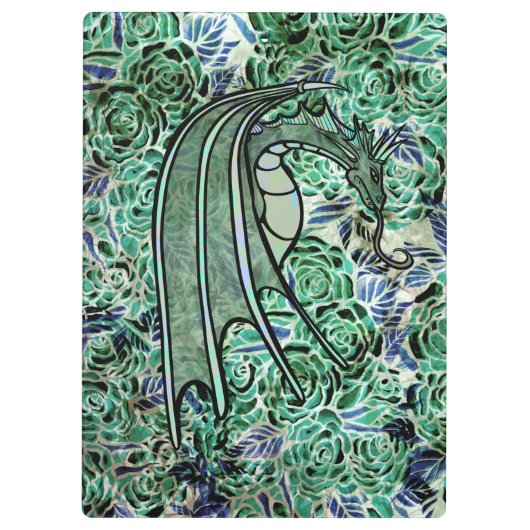 ドラゴンバラグリーン自然ドラゴン抽象芸術バラ クリップボード (裏面)