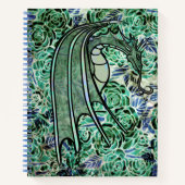 ドラゴンバラグリーン自然ドラゴン抽象芸術バラ ノートブック (正面)
