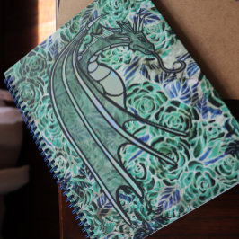 ドラゴンバラグリーン自然ドラゴン抽象芸術バラ ノートブック