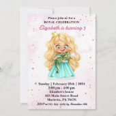 ドラゴンバースデーパーティーが開催される可愛いブロンドプリンセス 招待状 (正面)