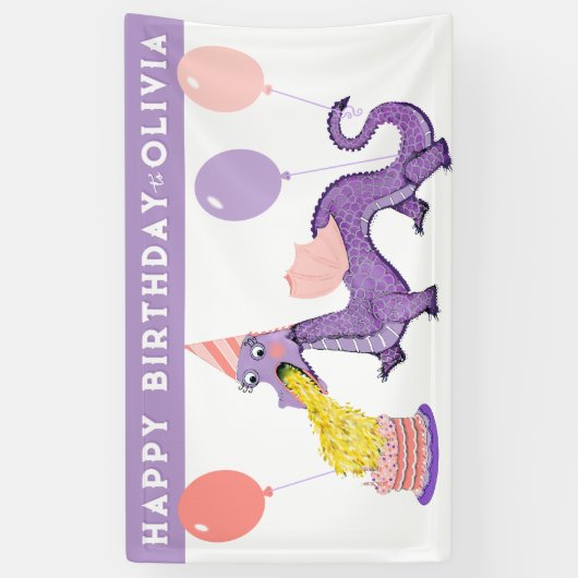 ドラゴンバースデーパーティーデコレーション 横断幕 (縦)