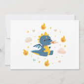 ドラゴンバースデーパーティーブルーファイアードラゴンボーイズ写真 招待状 (裏面)