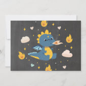 ドラゴンバースデーパーティーブルーフォトドラゴンズボーイチョーク 招待状 (裏面)