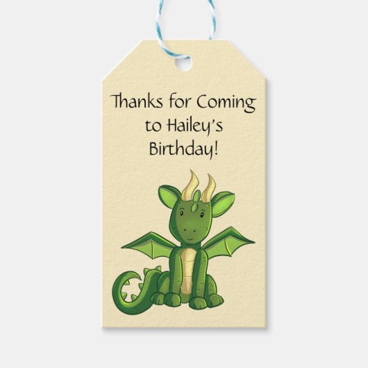 ドラゴンバースデーパーティーメッセージカード ギフトタグ (正面)