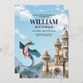 ドラゴンバースデーパーティー招待ジュラシック誕生日 招待状 (正面/裏面)